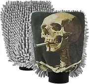 XYMZR Absorbent Microfiber Car Wash Mitt Skeleton Black Funny, Funny Cute Anime Scratch Free for Cars Cleaning, Home Cleaning Mitts, 2 Pack, 10.24” L x 7.09” W