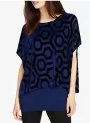 BNWT Phase Eight Ladies Persian Blue Valerie Velvet Burnout Top UK Size 8. D1