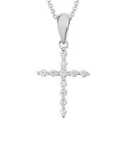 14K Diamond Cross Necklace 0.11 ct.