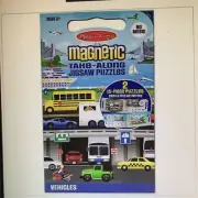 Melissa & Doug Take-Along Magnetic Jigsaw Two 15-Piece Puzzles Vehicles Age 3+