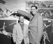 Mickey Mantle and George Mikan in the New York Daily News Sports D .. Old Photo