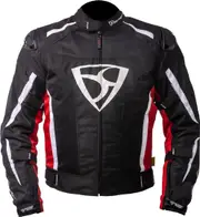 MUGENRACE Diavolo-1 waterproof Motorcycle Textile Jacket, black-white-red, Size 4XL for Men Black White Red