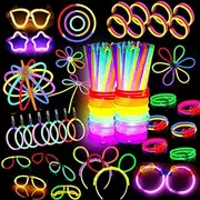 Glow Sticks Party Pack Necklaces 456pcs Bracelets Ultra Bright Glow in The Dark Party Supplies Bulk 8” Mixed Colors 200 Sticks And 256 Accessories for Halloween, Christmas, Birthday (456PCS Pack)