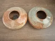 STUDIO ART POTTERY IKEBANA FLOWER FROG VASE SIGNED PARSLEY SET OF 2
