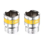2pcs 1/2" Drive 6 Points Socket 27mm CR-V Metric Shallow Impact Socket