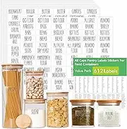 Hebayy 612 All Caps Minimalist Pantry Food Labels, Herb Spice Seasoning Oil Stickers, Plus 51 Blank Ones, Waterproof, Oil & Tear Resistant, No Residue, Expand Version for Kitchen Containers Jars