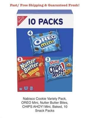 Nabisco Variety 10 Snack Packs, OREO Mini, Nutter Butter Bites, CHIPS AHOY! Mini