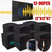 12~96 Packs 12"X12"X1" Acoustic Foam Panel Wedge Studio Soundproofing Wall Tiles