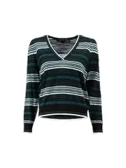 Green Wool Striped Knitted Jumper