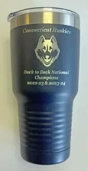 Connecticut Huskies Back to Back Champions 2023 & 2024 30oz Polar Camel Tumbler