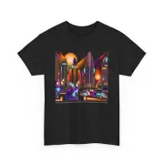 Unisex Adult T Shirt Retro Style Cat Art Deco Cityscape Atomic Fun Pet Lover Tee