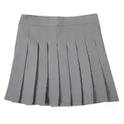 Women Girls School Pleated Skirt Summer High Waist Tartan Short Skirt - Grey