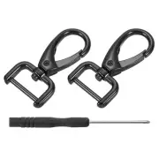 2Pcs Swivel Clasps, 0.75" D Ring Detachable Snap Hook with Screwdriver, Black