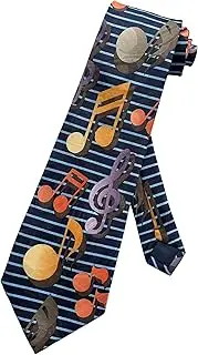 [Steven Harris] Mens Music Notes G Clef Score Symbols Band Concert Performer Necktie | Navy Blue | Necktie