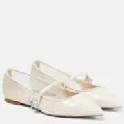 ROGER VIVIER Babies CubeB ivory white patent leather pointy toe flats 38.5 $1125