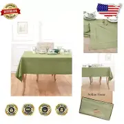 Elegant 100% Pure Linen Tablecloth in Moss Green - 90"L x 60"W for All Occasions