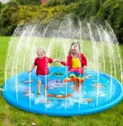 Water Inflatable Spray Pad Summer Kids Spray Mat Lawn Games Splash Fountain 40”