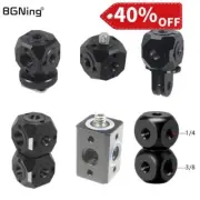 1/4 3/8 Screw Hole Adapter Dual Magic Mount Cube Bracket Camera For GoPro 13