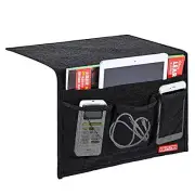 Linen 4 Pockets Bedside Caddy, Bedside Storage Classic 4 Pockets Black