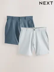 Blue/Grey Straight Fit Stretch Chino Shorts 2 Pack (AM3941) | $69