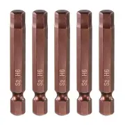 5pcs 6mm Metric Hex Head Wrench Drill Bit 2" Length Magnetic Screwdriver Bits