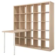 KALLAX / LINNMON desk combination, white stained oak effect, 182x139x182 cm