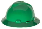 MSA 475370 V-Gard Hard Hat Full Brim Green Fastrac Ratchet Suspension