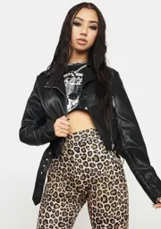 [Glamorous] Black PU Moto Jacket