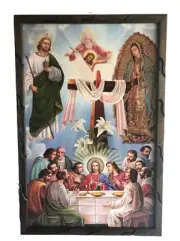 Ultima Cena Imagen Con St. Judas,Santisima Trinidad &Virgen Guadalupe 36"x24"