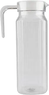 Drink Pitcher with Lid and Handle Ribbed Striped Juice Bottle Glassware Drinkware Water Ice Cold Dispenser for Bar Home Application[1100ml]