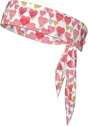 Gold Red Heart Sports Strap Double-Sided Headscarf Men's Bow Tie Sports Headscarf Running Yoga Exercise Headband