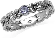 [Silvershake] Petite Genuine Tanzanite 925 Sterling Silver Flower Stack/Stackable Eternity Ring