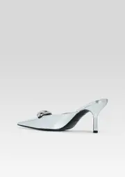 Retrofête Francesca Kitten Mule in Shiny Silver at Nordstrom, Size 41.5