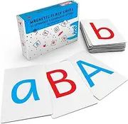 Magnetic Big Montessori Alphabet ABC Flash Cards - 52 Sturdy Uppercase & Lowercase Large Letters, Black - for Classroom Teachers, Homeschool, ESL, Kids and Adults