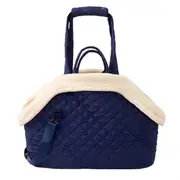 ANYWAGS Pet Carrier Thicken Navy Korean Inspired Pet Hand Bag or Shoulder Bag with Quilted Cotton Portable Bag