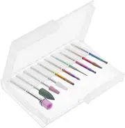 NULYLU Nail Drill Bits Set 10pc Manicure Drill Bits Cuticle Nail Drill Bit for Nail Gel Polish Removal for Home Salon Use
