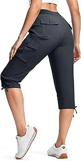 [ISEEGZ] Hiking Capris for Women with Pockets Lightweight Quick Dry Cargo Capri Travel Pants Women Casual Women's Capris