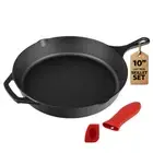 Cast Iron Skillet 10 Inch - Professional Pre-Seasoned Heavy-Duty Pan Cookware Pa