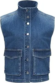 [s.Oliver] Denim Vest with Stand-Up Collar