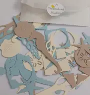 Handmade Sealife Die cuts Iridescent Starfish Seahorse Shells Stars Card Making