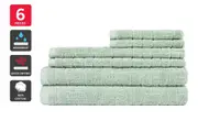 Sheraton 6 Piece 100% Cotton Textured Towel Set - Sage