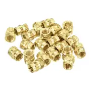 Knurled Insert Nut M5 x 8mm L x 7mm OD Female Brass Embedding Nut 100Pcs