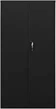 Metal Storage Cabinet, Steel File Cabinet with Lockable Doors and Shelves, Lockable Garage Tool Cabinet Filing Cabinet for Home Office, Garage, Black 90x40x180 cm Steel