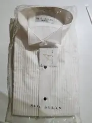 Neil Allyn Tux Shirt w/1/4" Pleats NWT Mens M 34/35 White Classic Modern Wedding
