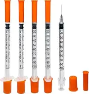 DAWNFLOWER U-100 29G 1ml/cc Lab Syringes 1/2-Inch (13mm), Individually Wrapped,Pack of 30, orange