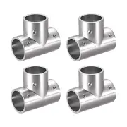 4Pcs 3-Way Zinc Alloy Tee Rail Fitting Pipe Connector Brushed for 25mm/1" OD