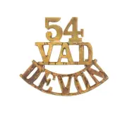 54 Voluntary Aid Detachment Devon Shoulder Title Brass Metal