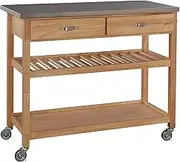 Home Styles Natural Designer Utility Cart with Stainless Steel Top