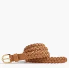 J. Women's Skinny Braided Leather Belt Light Brown 44" Large/X-Large 0023