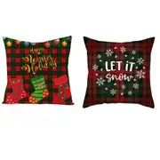 4Pcs Christmas Pillowcase Cotton Linen Throw Pillow Cover for Couch Home Decorations -Style 1 and Style 7